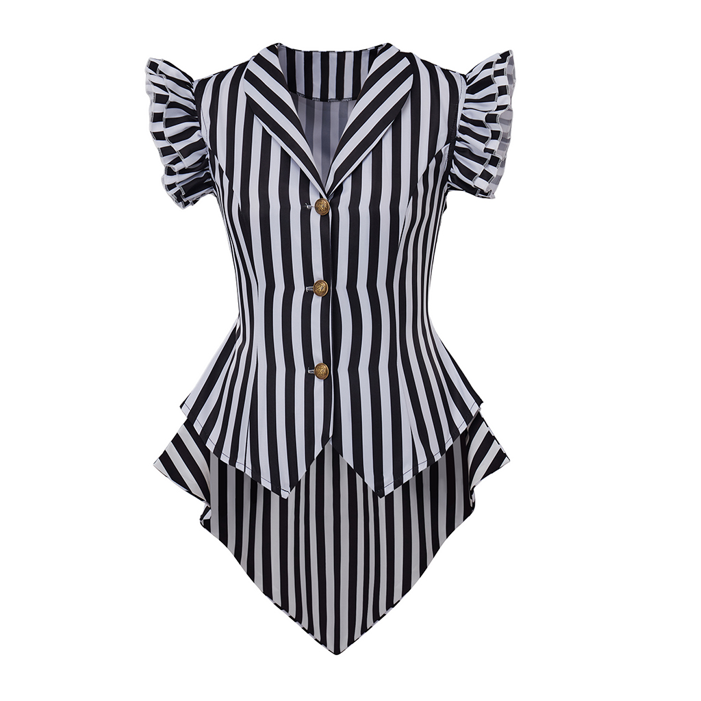 Women'S Accessories Louis Vuitton - Women Gothic Steampunk Coat Striped Lapel