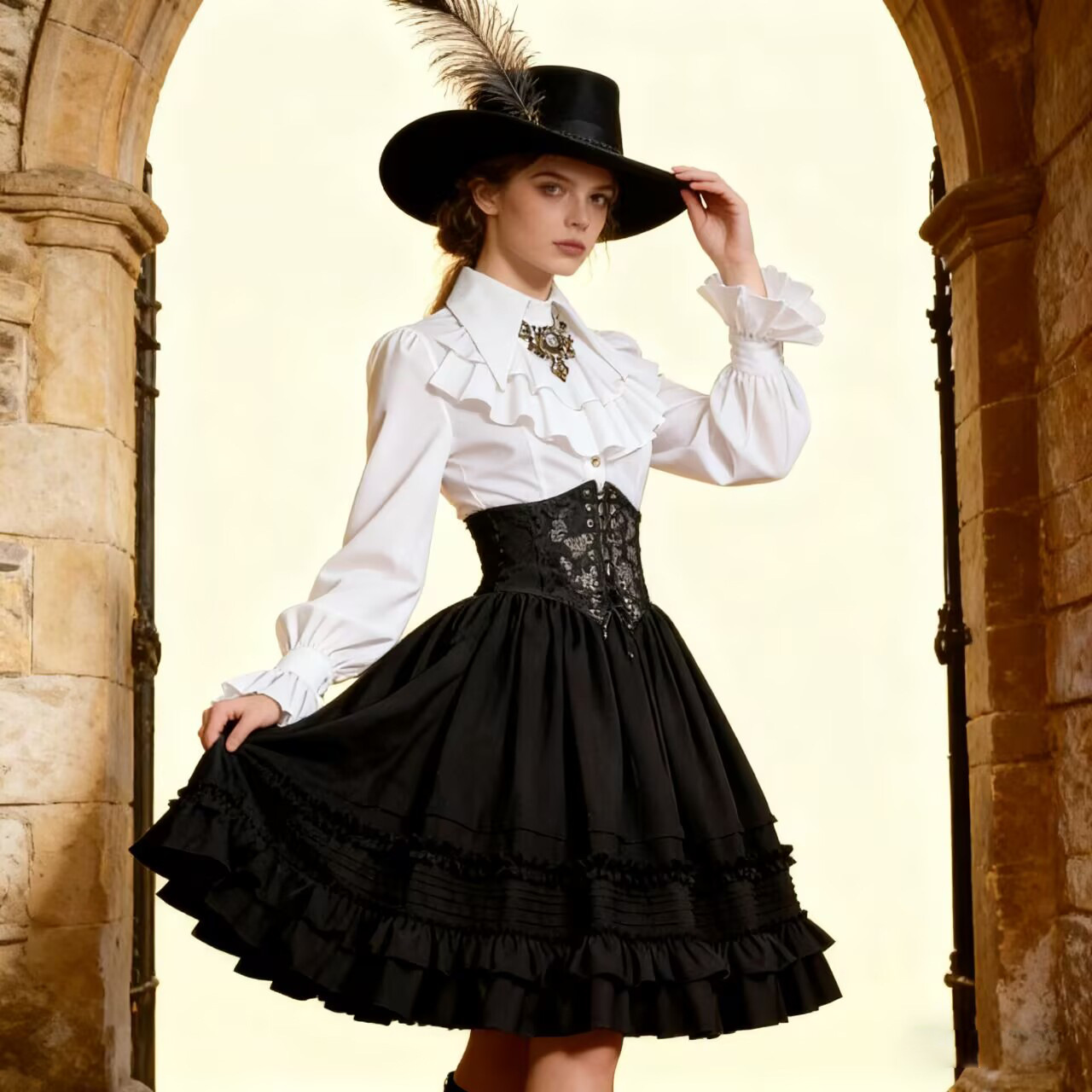 Women'S Accessories Louis Vuitton - Women Medieval steampunk Layer skirt Lolita