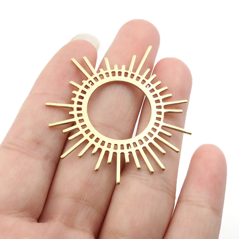 Tassel Earrings Boho - 5pcs/lot Raw Brass Sun Burst Charms