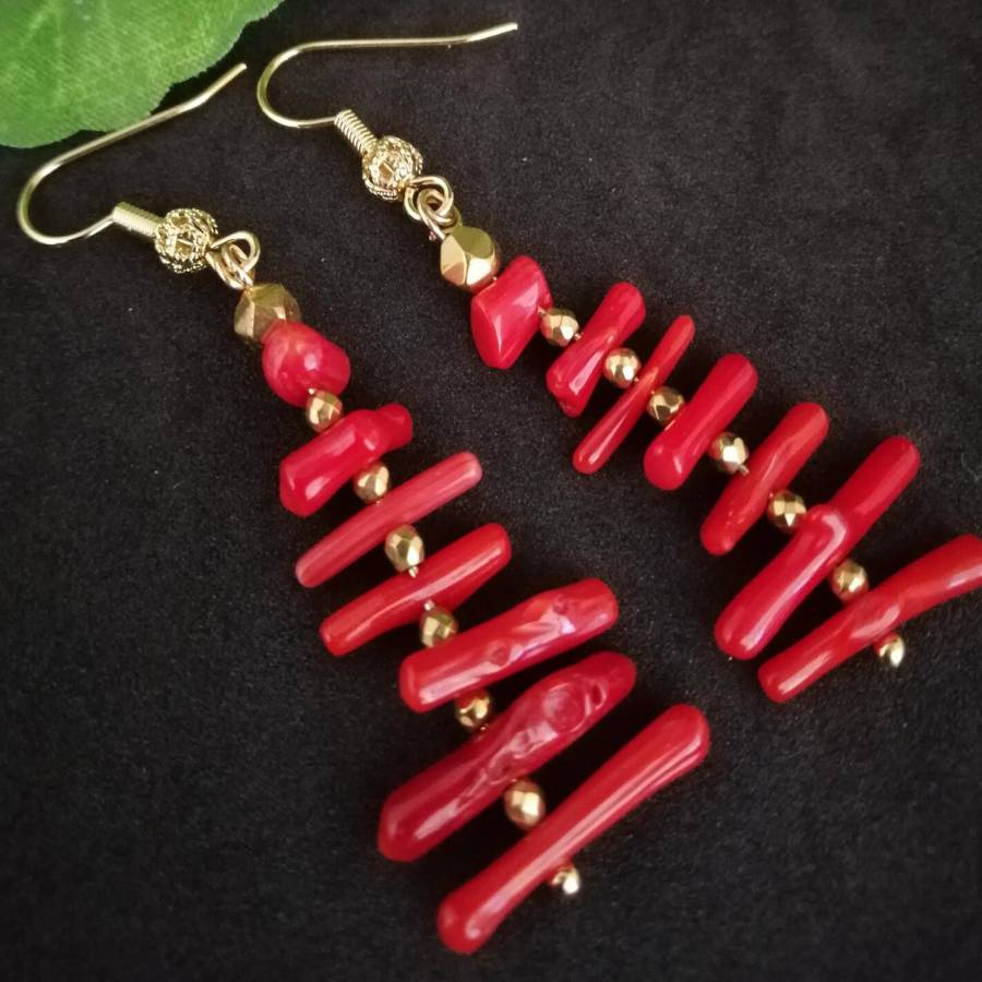 Women Irregular Branch Red Cor - Tassel Earrings Boho ulasan dan harga