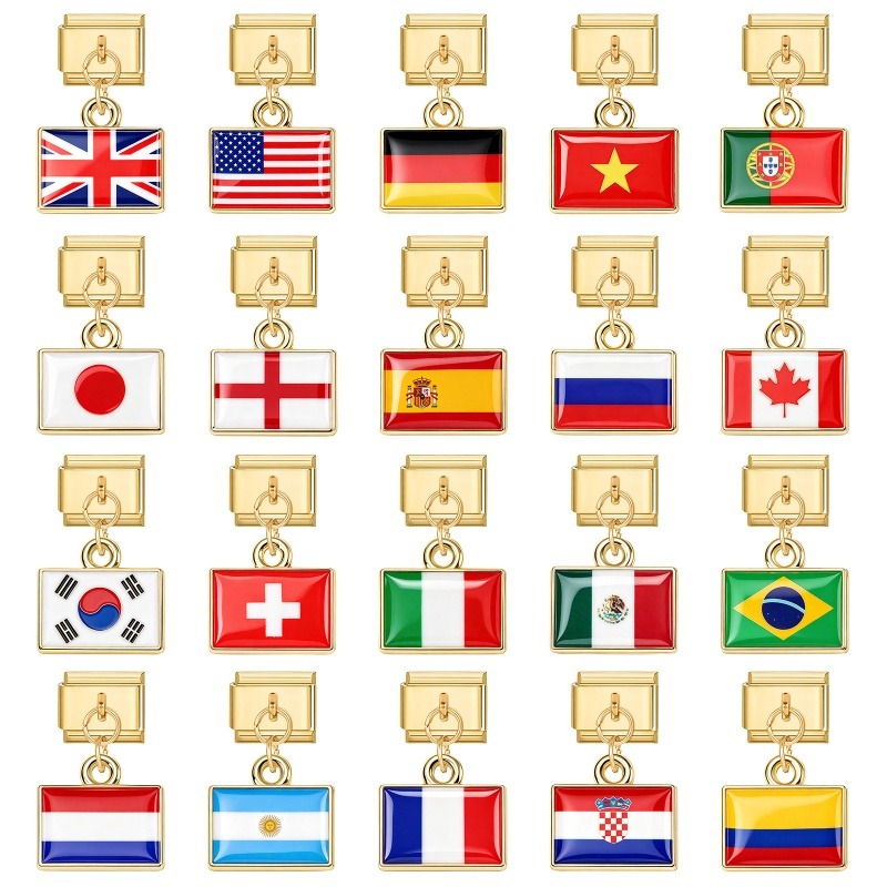 1Pcs 9×10mm Colorful World Fla - Women'S Accessories Manufacturers ulasan dan harga