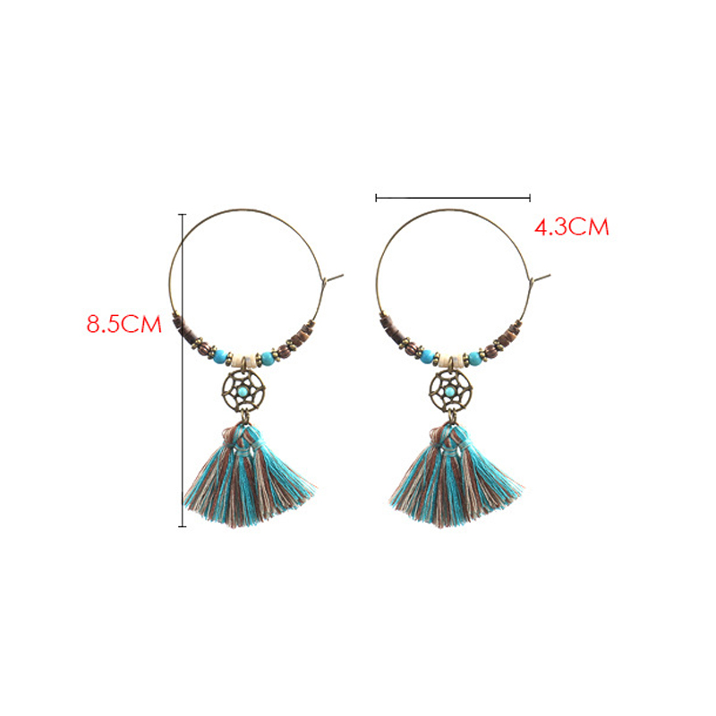Bohemian Dreamcatcher Cotton T - Tassel Earrings Boho ulasan dan harga
