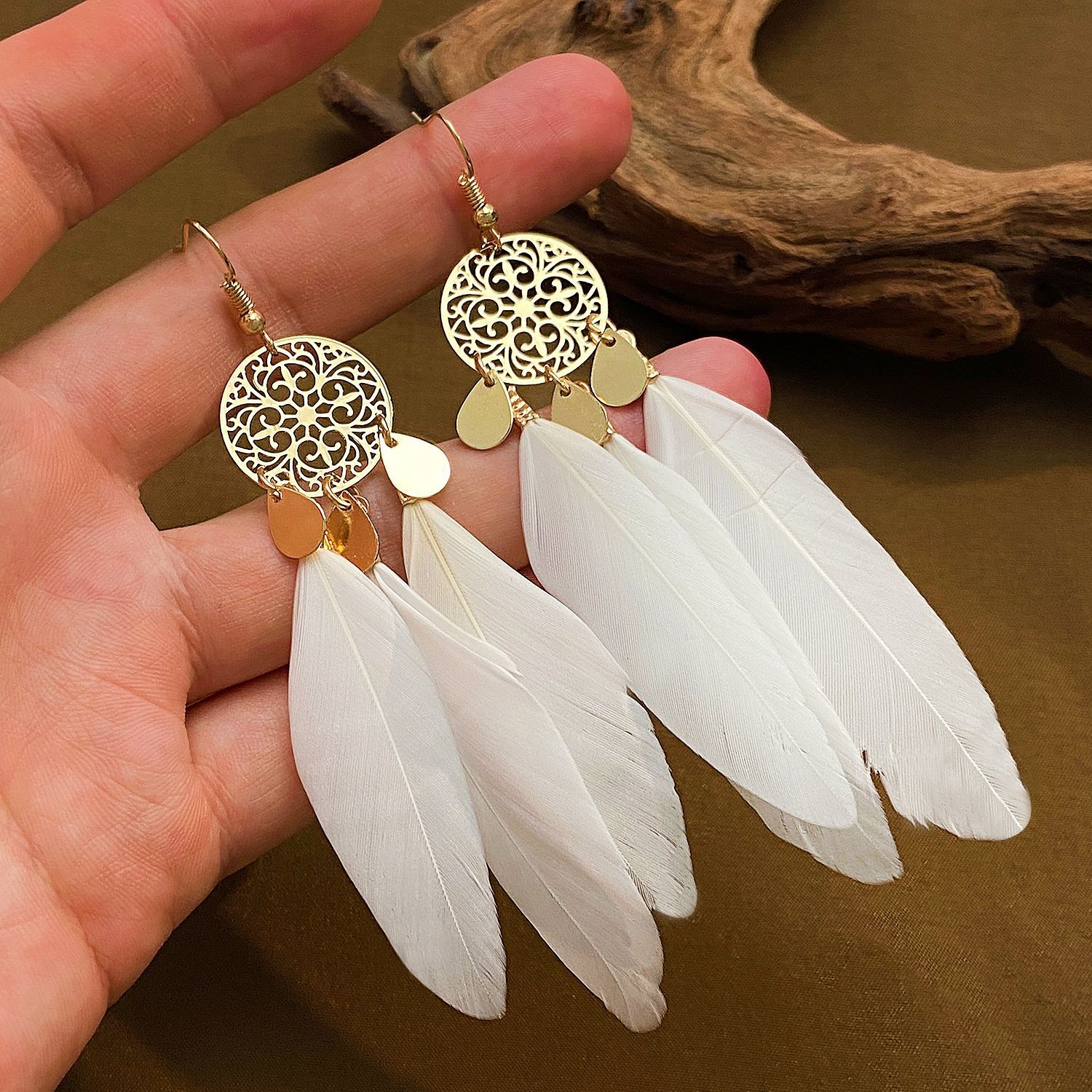 Exotic Bohemian Pink Feather T - Tassel Earrings Boho ulasan dan harga
