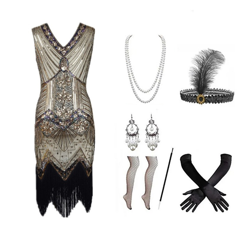 Women 1920s Flapper Dress Set  - Women'S Accessories In The 1920S ulasan dan harga