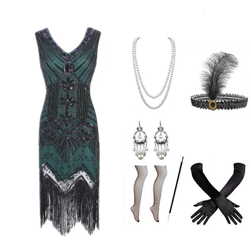 Women 1920s Flapper Dress Set  - Women'S Accessories In The 1920S ulasan dan harga