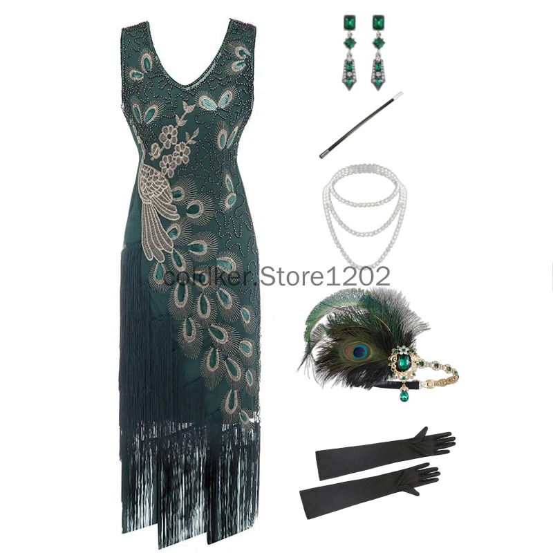 1920s Flapper Dress Peacock Se - Women'S Accessories In The 1920S ulasan dan harga