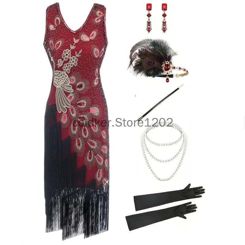 1920s Flapper Dress Peacock Se - Women'S Accessories In The 1920S ulasan dan harga