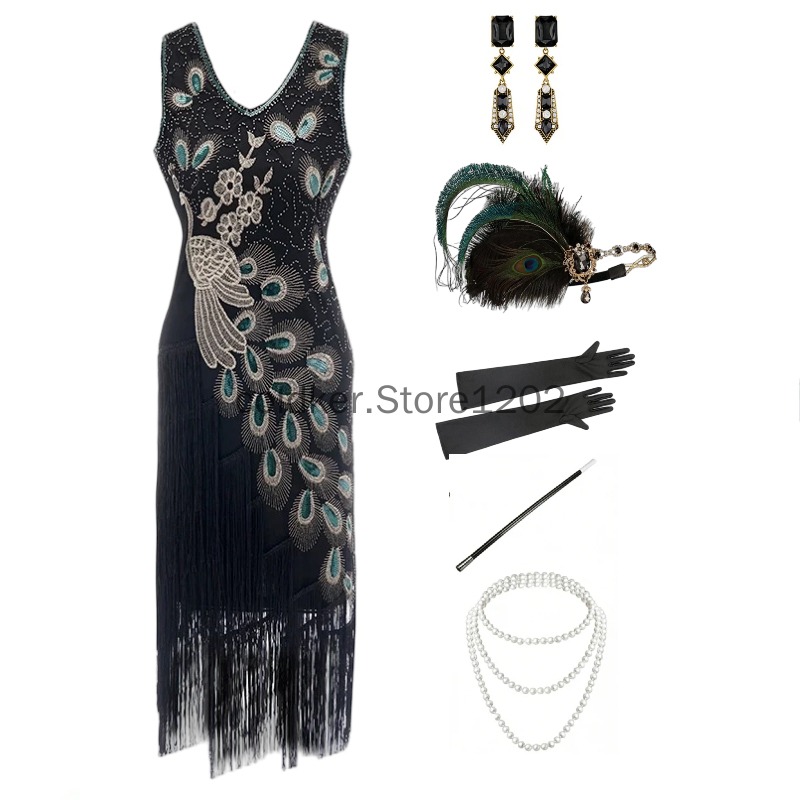 1920s Flapper Dress Peacock Se - Women'S Accessories In The 1920S ulasan dan harga