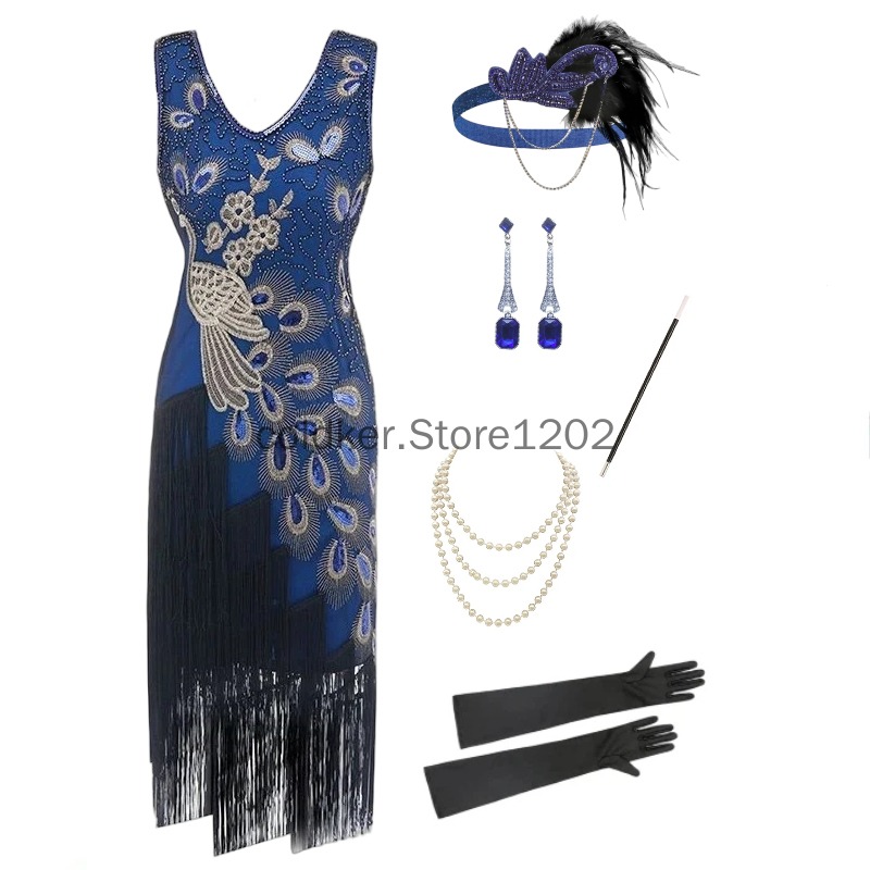 1920s Flapper Dress Peacock Se - Women'S Accessories In The 1920S ulasan dan harga