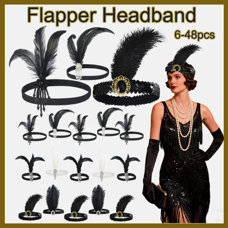 6-48PCS 1920s Flapper Headband - Women'S Accessories In The 1920S ulasan dan harga