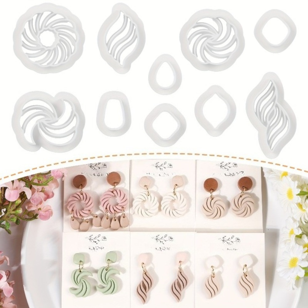 10Pcs Boho Swirl Polymer Clay  - Tassel Earrings Boho ulasan dan harga