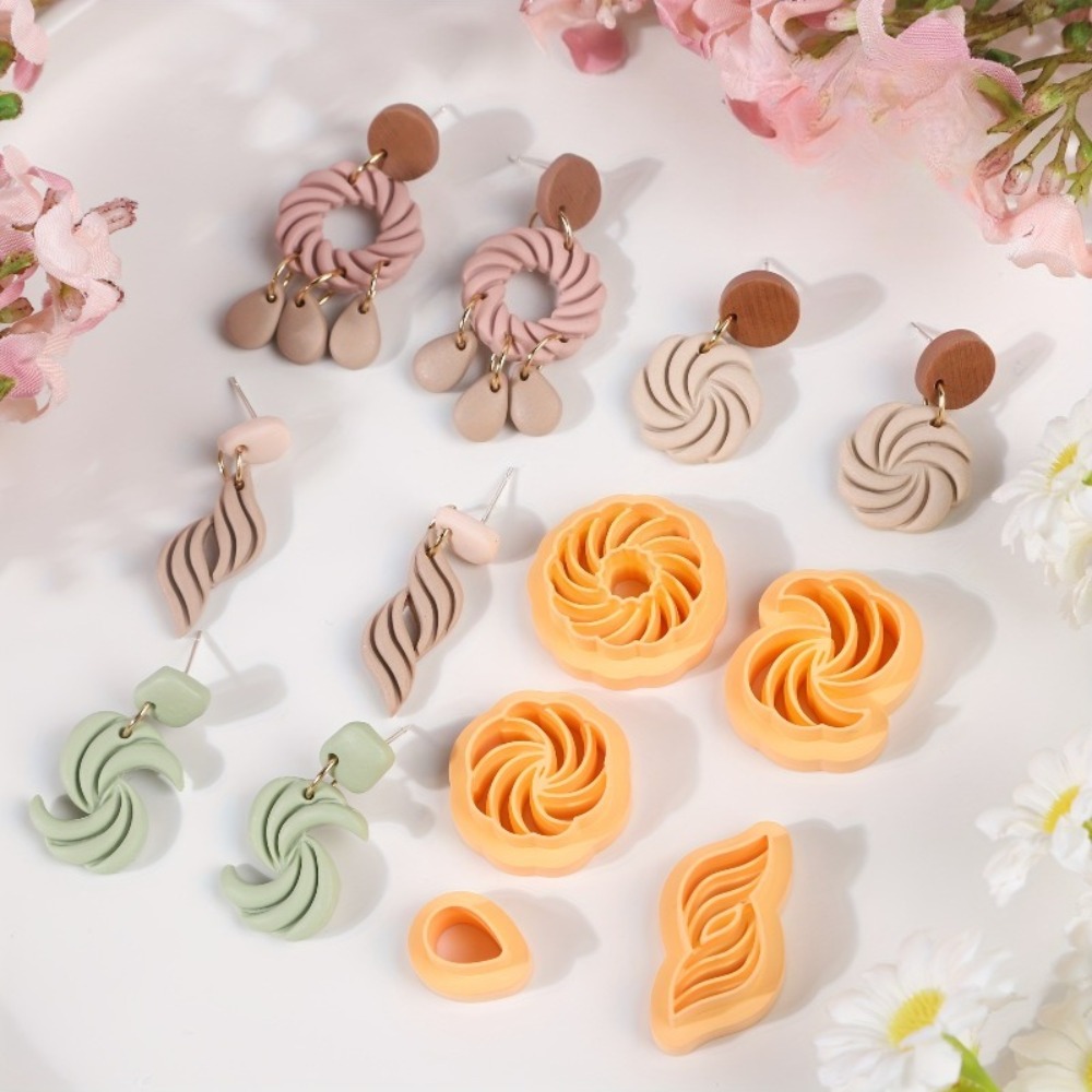 10Pcs Boho Swirl Polymer Clay  - Tassel Earrings Boho ulasan dan harga