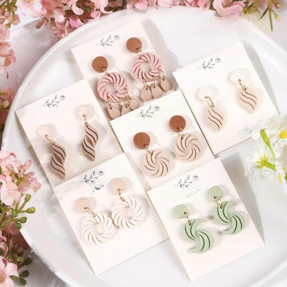 10Pcs Boho Swirl Polymer Clay  - Tassel Earrings Boho ulasan dan harga